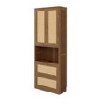 thumbnail image 3 of Euroco 2 Doors Bookshelf with USB Port and 3 Drawers Side Cabinet Storage Shelves, Walnut, 3 of 7