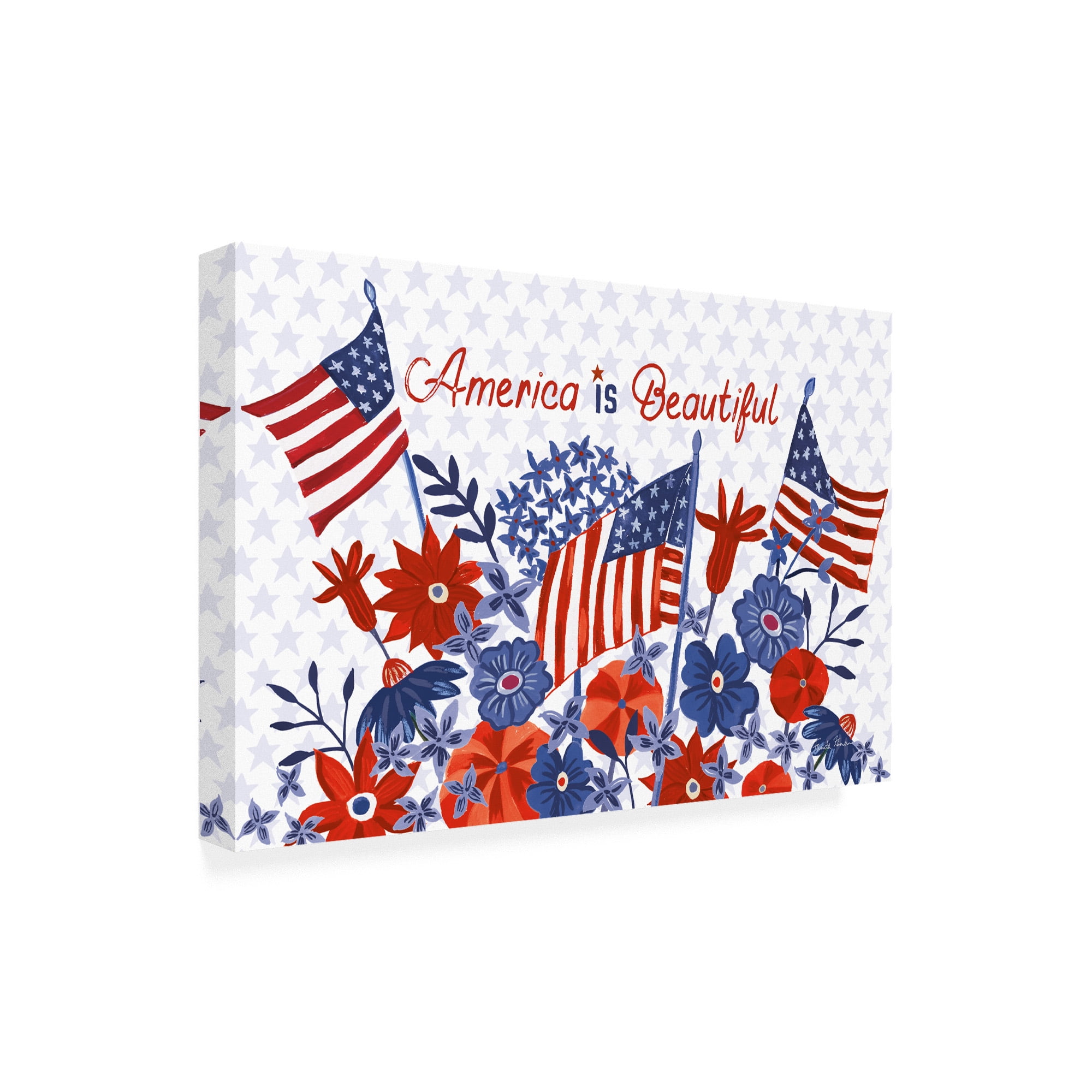 Trademark Fine Art 'America the Beautiful I Flag' Canvas Art by Farida Zaman