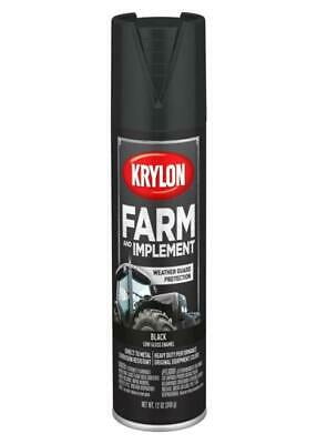 6PK Krylon K01935007 Farm & Implement Spray Paint, Low Gloss Black, 12 ...