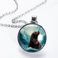 thumbnail image 2 of Sea Lion Glass Circular Pendant Necklace for Women - Elegant Glass Design Womens Necklace, 2 of 5