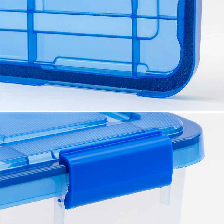 Iris USA, 16 Quart Weatherpro Gasket Clear Plastic Storage Box with Lid, Blue