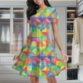 thumbnail image 2 of Colorful Geometric Triangle Pattern Women's Classic Swing Skater Dress Casual Work Party Cocktail Dresses, 2 of 6