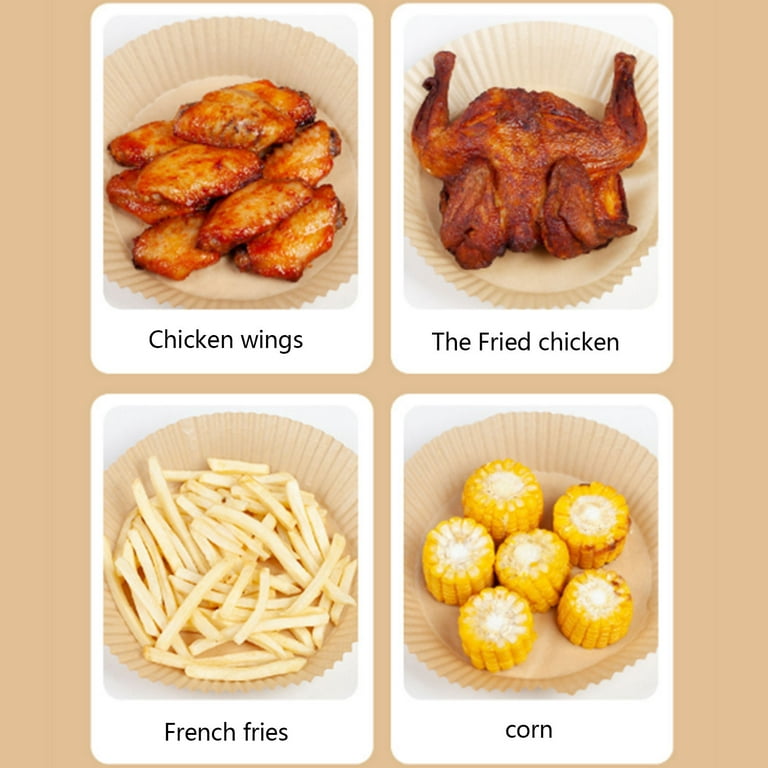 Air Fryer Paper Household Non-Stick Silicone Oil Paper Plate French Fries Chicken Wings Baking Paper Oil Absorbing tray(100 Sheets), White