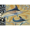 Milliken Orange Nautical Water Fins Area Rug Redfish - Aprx 5' 4