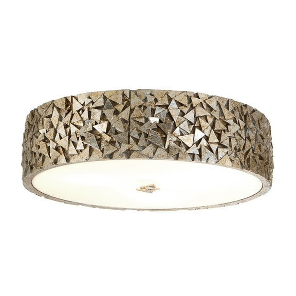 Lucas McKearn Mosaic 16" Round 3-light Transitional Metal Flush Mount in Silver
