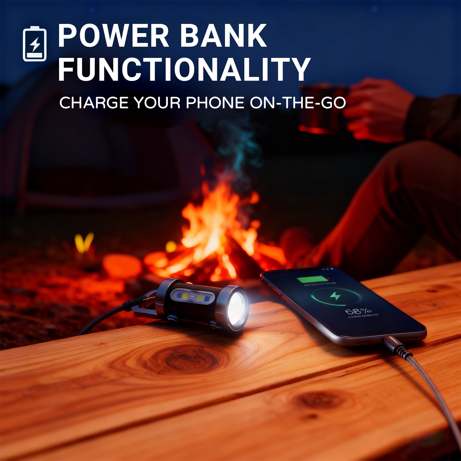 Portable Rechargeable Bright Keychain Flashlight Phone Charger, Mini Keychain Flashlight, 7 Lighting Modes, 1200 Lumens EDC Waterproof Keychains Flashlight