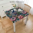 thumbnail image 2 of COMIO Beautiful Peacock with Tropical Japanese Flowers Tree Spring Surface Textures Decorative Rectangular Outdoor Picnic Camping and Indoor Kitchen Dining Party Tablecloth White, 2 of 7