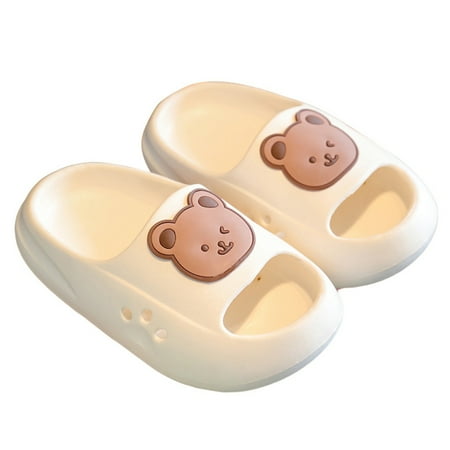 

Boys Girl Cute Bear Slides Non-Slip Novelty Open Toe Sandals Extremely Comfy Cushioned Thick Sole Cute Cartoon Shower Slippers Indoor & Outdoor