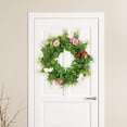 thumbnail image 2 of Corona de puerta de entrada de 45 cm, flores artificiales, guirnalda, ramo, hojas verdes, floral Corona de rosas (multicolor), 2 of 8
