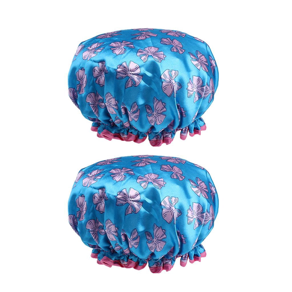 TOOYFUL 5x2 Pieces Waterproof Reusable Shower Cap Bath Hat for Women Lady Dark Blue