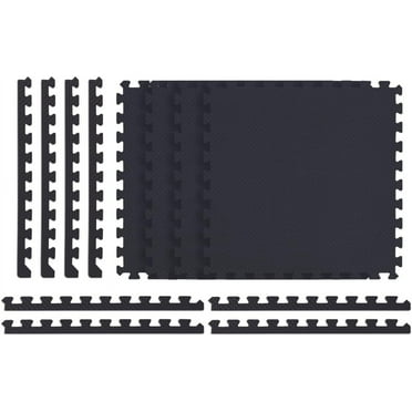 Duräflex by NÖRSK Medium-Duty Reversible Interlocking Foam Floor Tile Mats, 25.2 X 25.2 X .47 Inches, 4-Pack, 16 Square Feet, Black/Gray