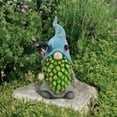 thumbnail image 5 of Alpine Corporation 18"H Gnome with Turquoise Hat Holding Silver Umbrella, 5 of 15
