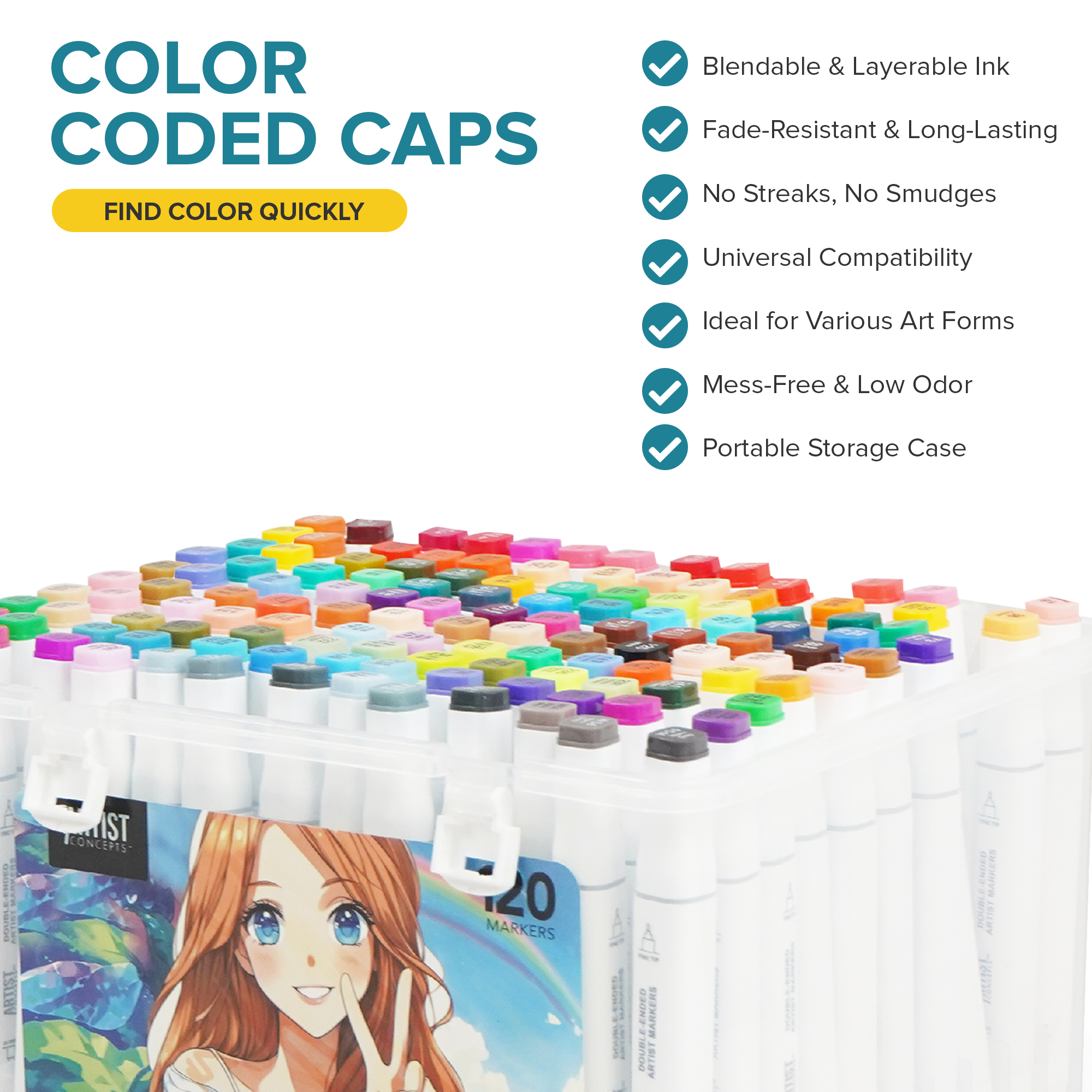 Artist Concepts 120-Count Dual Tip Alcohol Markers photo 2