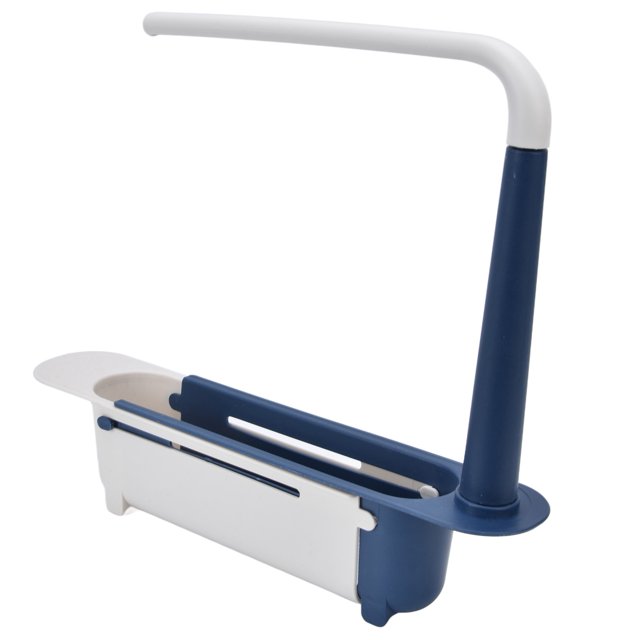 Telescopic Sink Storage Rack, Length Freely Adjustable Sink Rack Large Capacity Sink Caddy Sponge Holder Drain Basket PP Expandable Sink Organizer for Home Kitchen Bathroom