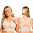 thumbnail image 2 of VISALY Women Seamless Wirefree Lifting Shaping Posture Corrector Bras Soft Padded Full Coverage T-Shirt Bra for Senior Comfy No Underwire Pull On Support High Impact Yoga Workout Bralette Beige L, 2 of 8