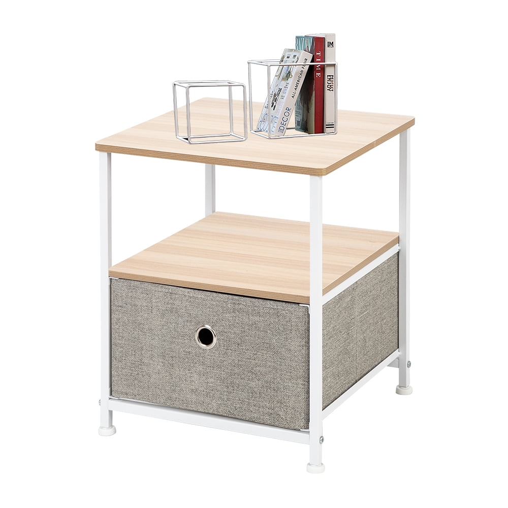 Lowestbest 1-Drawer Nightstand Shelf Storage- Double Layer Bedside Furniture for Home, Bedroom, Office Lowestbest 1-Drawer Nightstand Shelf Storage- Double Layer Bedside Furniture for Home, Bedroom, Office