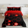 thumbnail image 2 of Homewish Geometric Honeycomb 3 Pieces Queen Comforter Set for Teens Boys Girls,Abstract Gradient Hexagon Ultra Soft Bedding Sets,Black Red Bedding Comforter Set Breathable,Lightweight Room Decor, 2 of 8