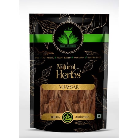 Sai Herbs Vijaysar Lakri - Vijay Saar Lakdi - Vijay Saar Wood - Indian Kino - Pure & Natural (1 Kg)