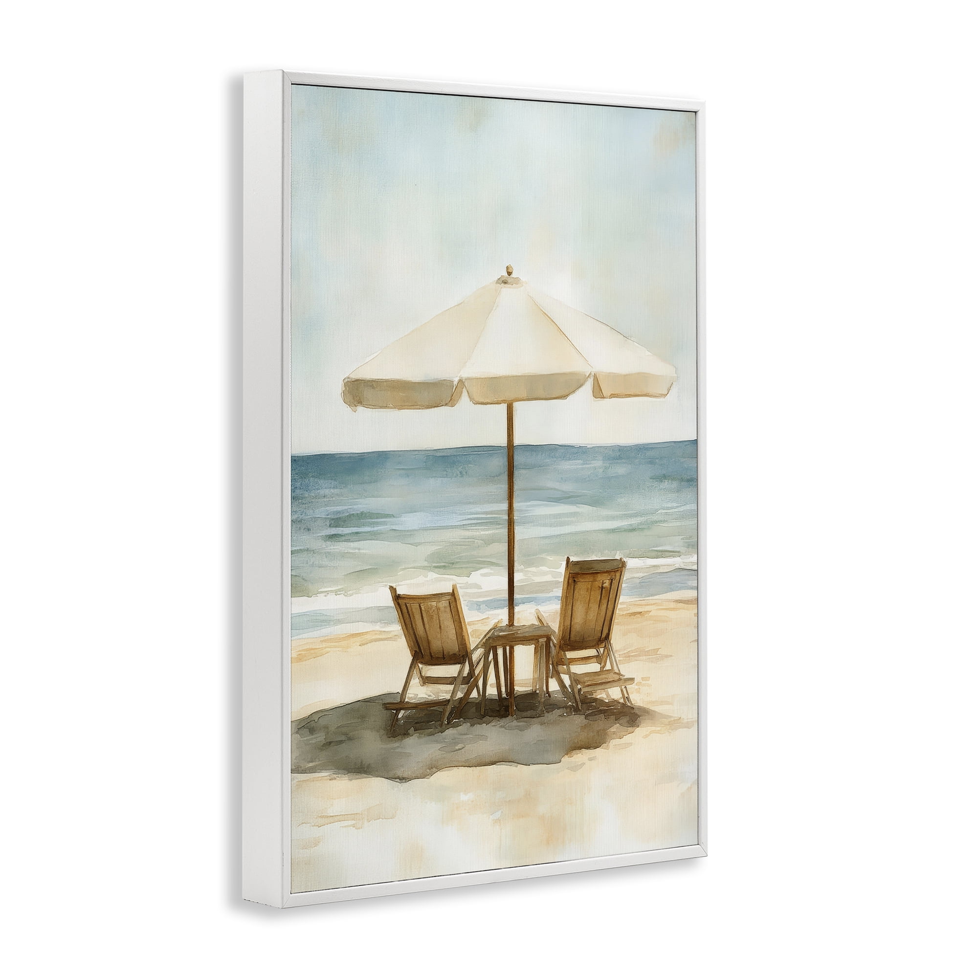 Stupell Industries Watercolor Paradise Seaside Retreat White Framed Giclee Art, design by Petal Prints Design
