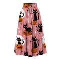 thumbnail image 3 of EANJE Halloween Womens Casual Elastic Waist Drawstring Midi Skirt Print Vacation Style A Line Flowy Skirt for Daily Wear Pink L, 3 of 4