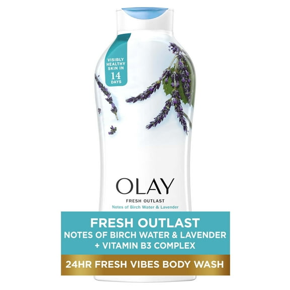 Olay Fresh Outlast Women's Body Wash, Birch Water & Lavender, 22 fl oz