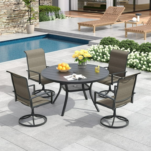 Vicllax Outdoor Patio Dining Set American Country Style Metal 42"for Garden Lawn (5 Pcs)