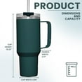 thumbnail image 2 of JUSTLET 40 oz Vacuum Insulated Stainless Steel Travel Mug, Tumbler with Handle & Straw, Forest, 2 of 10