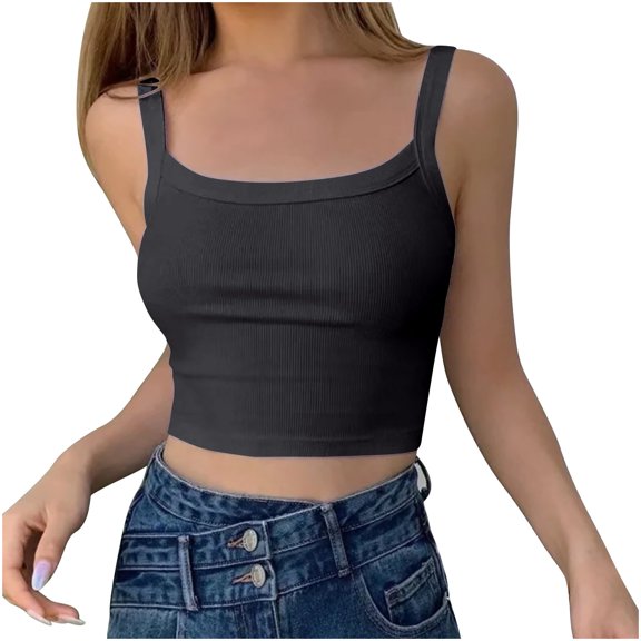 Tbopshirt Tank tops for Women Clearance,Womens tops,Women's Solid Color Matching Slim Bottom Suspender With Round Neck,T-shirt Vest Tee Blouse,Camisoles for Women Plus Summer Savings Deals