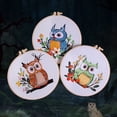 thumbnail image 4 of RONSHIN Owl Embroidery Kit For Beginners, Animal Stamped Pre Printed Embroidery Kits, Starter Needlepoint Kits With Instructions Clothes Hoops Threads Needles, 4 of 9