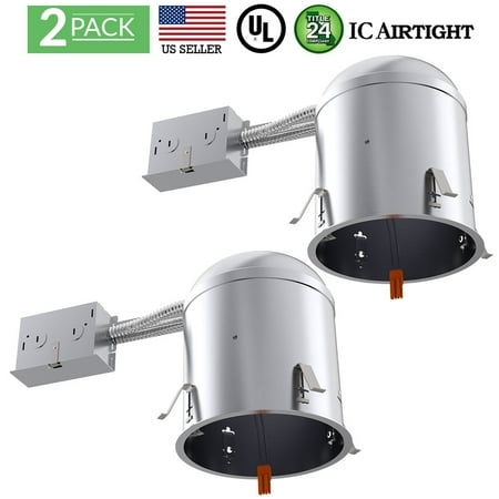 - SUNCO 2PK 6 Inch Air Tight Remodel Recessed Lighting Can - IC + UL + Title 24