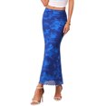 thumbnail image 4 of INSPIRE CHIC Summer Maxi Skirt for Women High Waist Floral Mesh Boho Bodycon Fishtail Long Skirts M Blue-1, 4 of 6