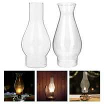 2pcs Windproof Oil Lamp Chimney Replacement Kerosene Lamp Shade Cover