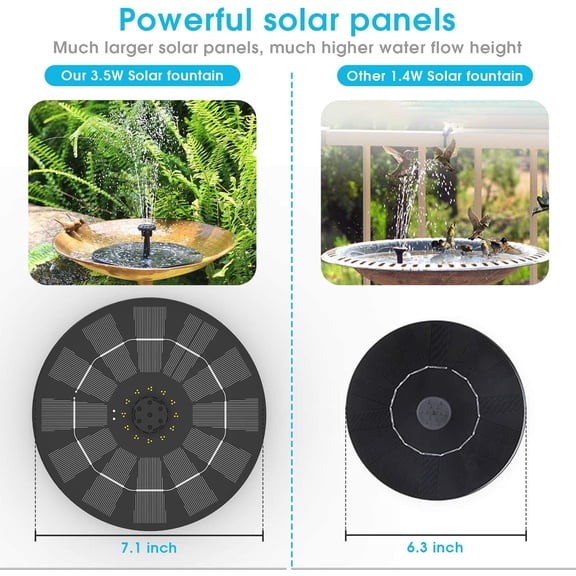 AISITIN 3.5W Solar Fountain Pump, Solar Water Pump Floating Fountain built-in 1500mAh Battery, with 6 Nozzles, for Bird Bath, Fish tank, Pond or Garden Decoration solar aerator pump
