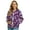 Cherry Blossom Purple, variant on Women Bomber Jacket with Pockets Stand Collar Cropped Coat Lightweight Zip Up Jacket Streetwear for Fall Winter, Psychedelic Art Style, Medium