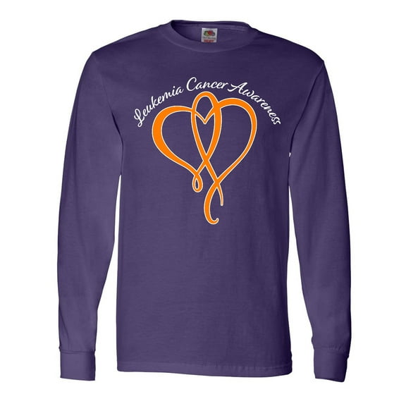 Inktastic Leukemia Awareness with Orange Ribbon Heart Long Sleeve T-Shirt