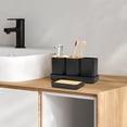 thumbnail image 2 of BlueMake Bathroom Accessories Set,5 Pcs Bathroom Accessory Gift Set, Soap Dispenser, Soap Dish, Toothbrush Holder, Toothbrush Cup, Vanity Tray, Boho, Modern Bathroom Decor (Black), 2 of 8