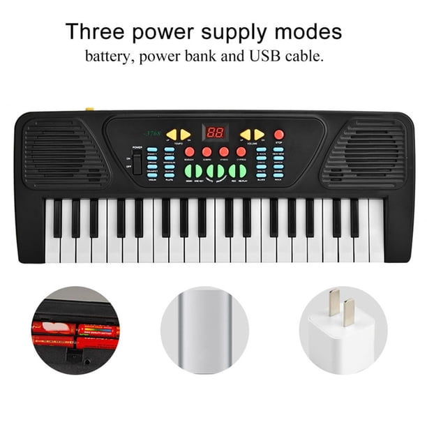 Piano digital eléctrico, piano eléctrico USB de 37 teclas, teclado electrónico, piano eléctrico de durabilidad probada