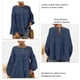 thumbnail image 5 of Top de manga larga para mujer, otoño, cuello redondo, mangas acampanadas, manga larga, Top informal holgado de Color puro, azul oscuro L, 5 of 6