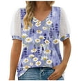 thumbnail image 2 of Giftesty Womens Summer Tops V Neck T Shirts Dot Puff Sleeve Tops, 2 of 8