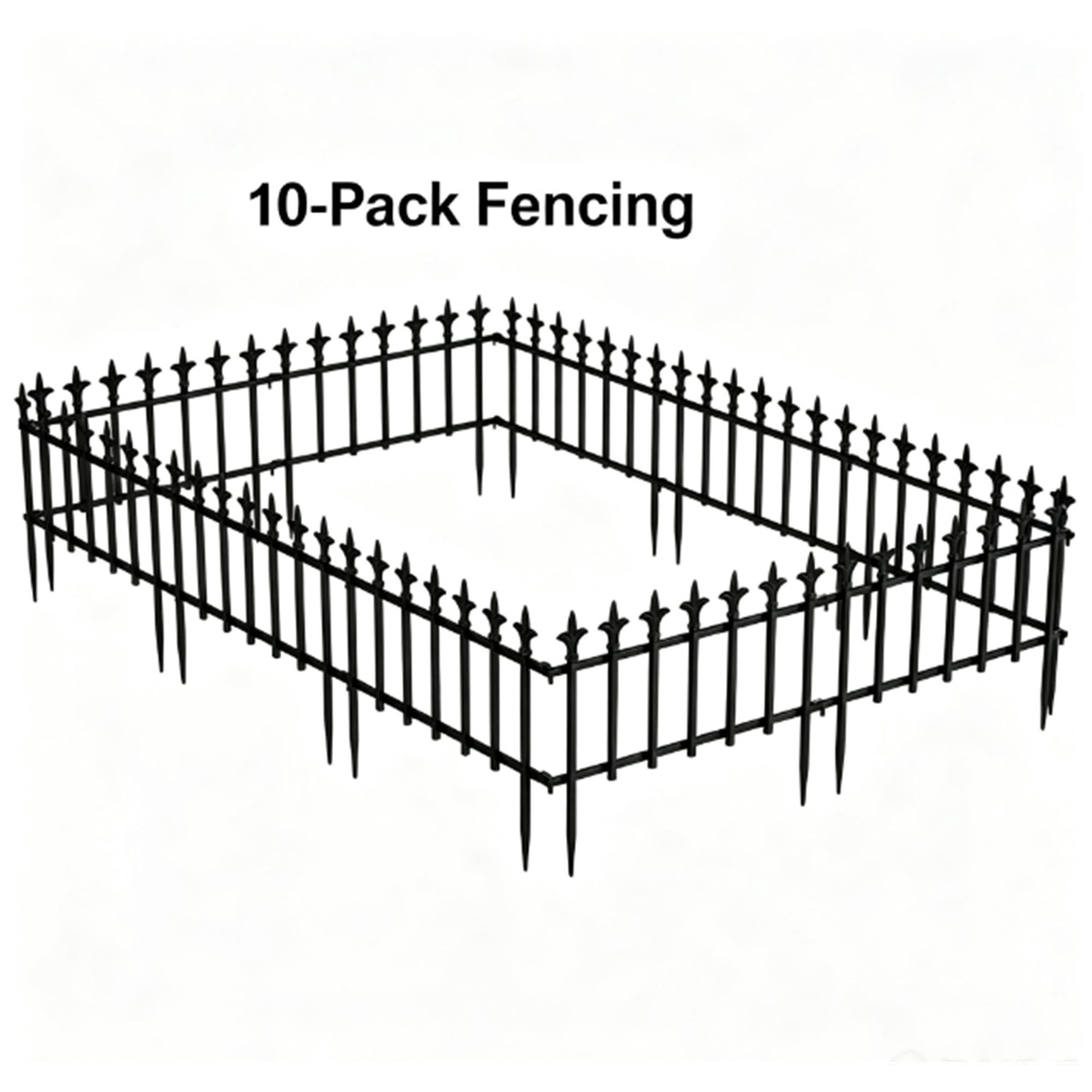 FENGFAN Foldable No Dig Metal Garden Border Fence, Black 22×17in Panel 10 Pack Total 18ft Animal Barrier Fencing