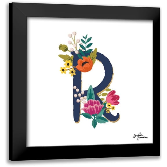 Penner, Janelle 12x12 Black Modern Framed Museum Art Print Titled - Romantic Luxe R Navy