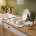 thumbnail image 4 of Dish Drying Mat for Kitchen Countertop, Cute Bunny Absorbent Microfiber Dish Mat Quick Dry Non Slip Draining Mat Kitchen Drying Pad for Dishes, Utensils 18x24 Inch Easter Eggs Spring Flowers Leaves, 4 of 9