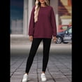 thumbnail image 4 of Sudadera de Gran Tamaño para Mujer, Cuello Redondo, Larga, Jersey de , Ropa de Moda de Otoño con Bolsillo Vino Tinto S, 4 of 10
