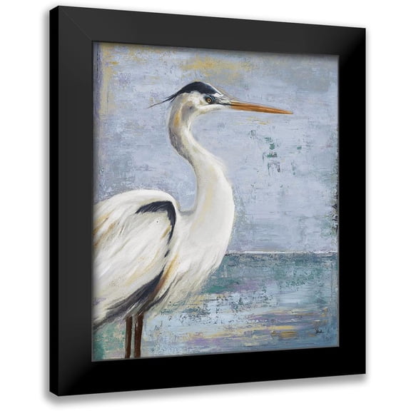 Pinto, Patricia 12x14 Black Modern Framed Museum Art Print Titled - Blue Heron on Blue I