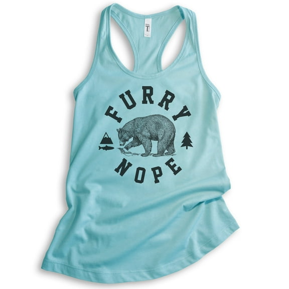 Furry Nope Bear Tank Top, Ladies Racerback Tank Top, Bear Tank, Outdoors Tank, Camping Tank, Animal Tank, Cancun, Small