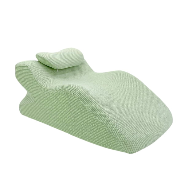 Cómoda cuña para cama boca abajo, funda extraíble con soporte para el cuello para dormir. Verde