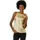 thumbnail image 1 of Allegra K Camiseta Sin Mangas Con Chaleco Brillante Metálico Brillante Sin Mangas Para Fiesta Y Club Para Mujer Oro S, 1 of 6