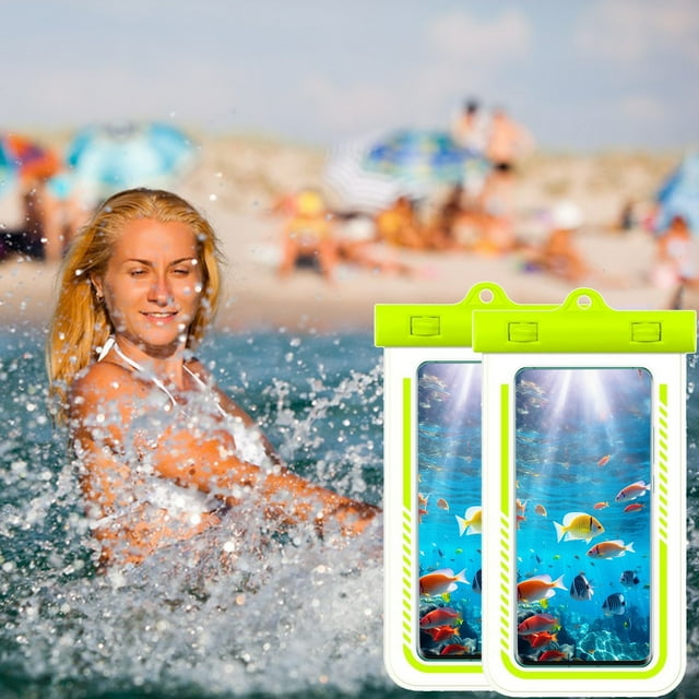 Nilvkv Large Transparent Phone Waterproof Pouch IPX8 30M Diving Swimming Case TPU Material Touch Sensitive Floating Design for Phones Under 7.2 Inches 2PCS