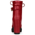 thumbnail image 4 of BLISSFUL STEP Women's Platform Buckle Lace Up Block Heel Ankle Boot Red (Size 9), 4 of 7