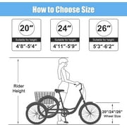 MOONCOOL Adult Tricycles 7 Speed, Adult Trikes 24 / 26 inch 3 Wheel Bikes, Three-Wheeled Bicycles Cruise Trike with Shopping Basket for Seniors, Women, Men